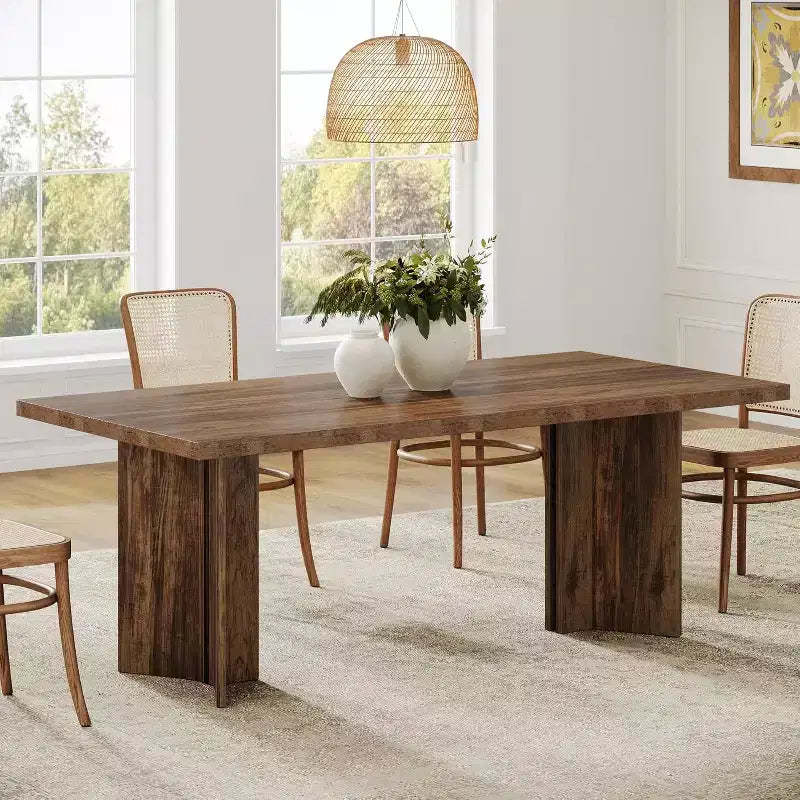 Lantine 63-Inch Farmhouse Dining Table for 4-6 People, Rectangle Wooden Kitchen Table with Heavy Duty Legs for Dining Room, Kitchen, Vintage Brown