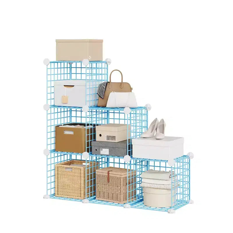Wire Cube Storage 6-Cube Modular Closet Organizer Shelf Unit for Bedroom Office, Blue