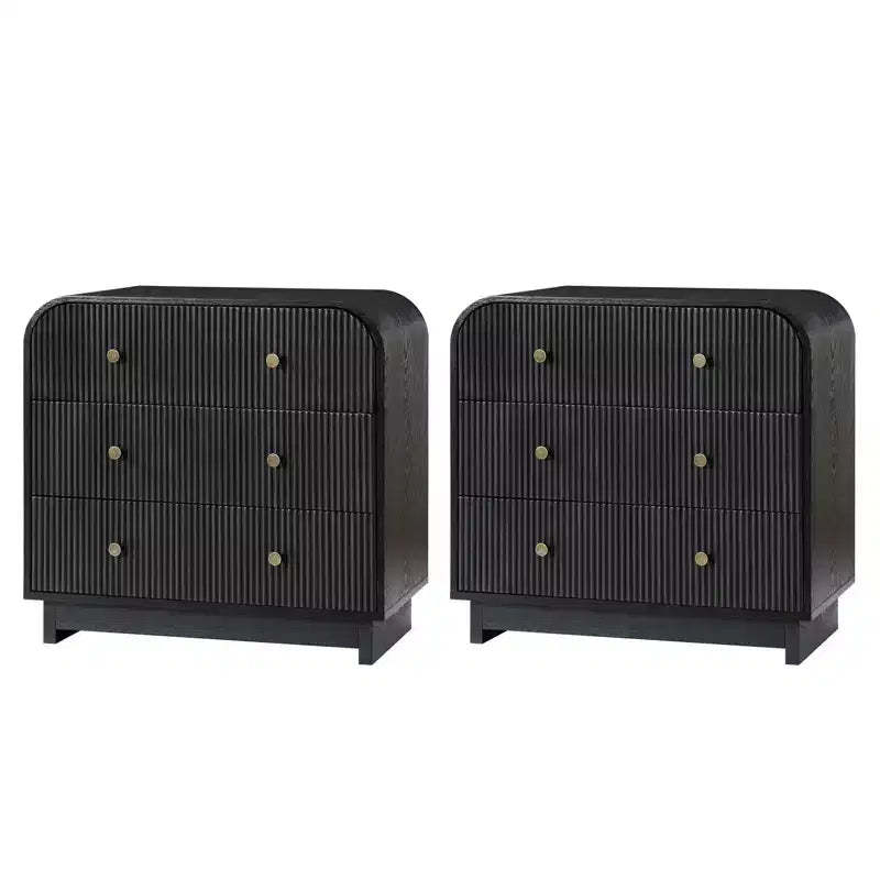Ernest 27 Tall 3-Drawer End Tbale Set of 2 |Hulala Home-BLACK