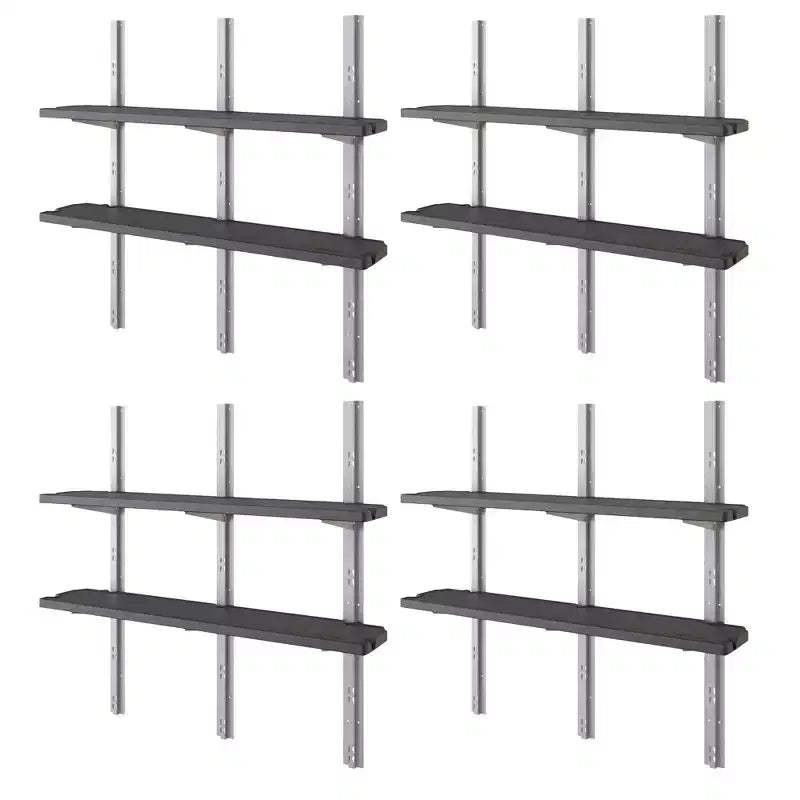 Suncast Vertical Shed 8 Shelf Kit Space Saving Wall Mount Outdoor Storage, Black