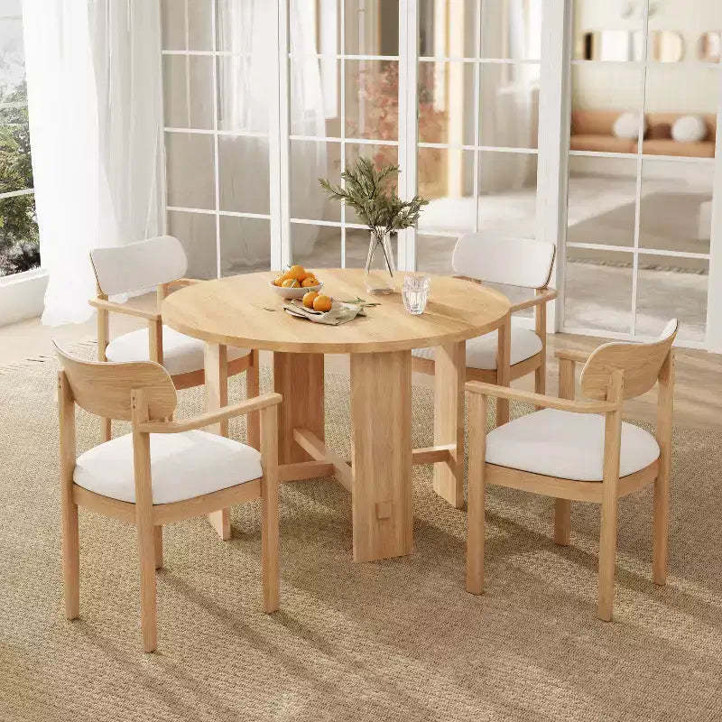 Christopher Knight Home Victoire Farmhouse 5 Piece Rubberwood Upholstered Dining Set