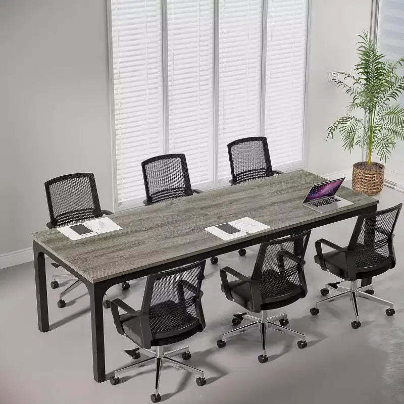 Lantine 6.5ft Conference Room Table, 78.74 W x 27.56 D Large Office Meeting Table, Modern Seminar Desk for Boardroom (1, Gray + Black)
