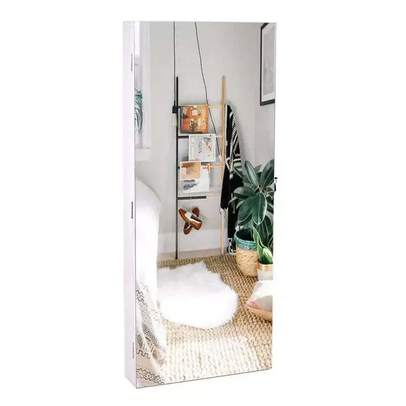 Karl Home The Whole Surface PVC Film Wall Hanging Door With Lock Jewelry Cabinet Fitting Mirror Cabinet White