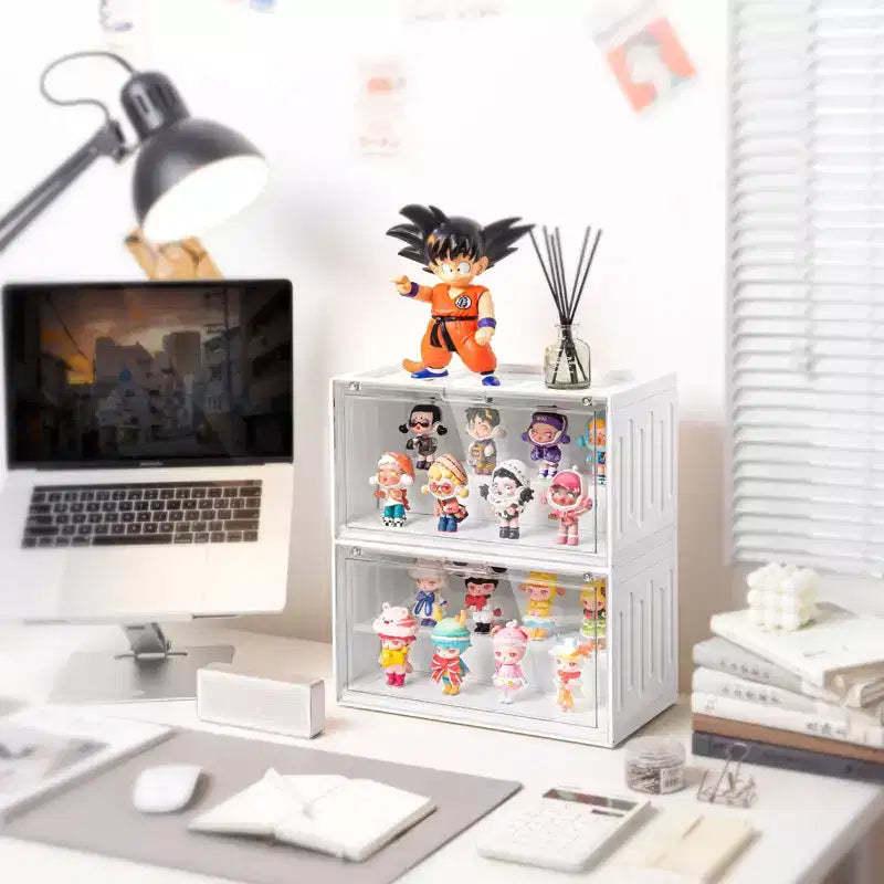 AEELLEEA Transparent Acrylic Ladder Blind Box Display Rack, Magnetic Stackable Storage Stand for Figurines & Dolls