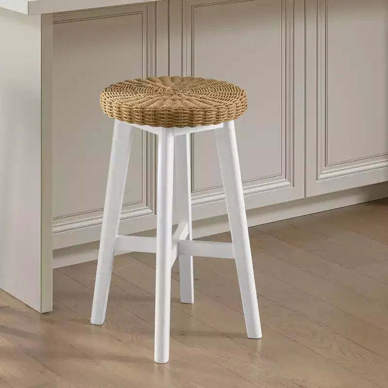 Alaterre Furniture 24in Round Bar Stool, White