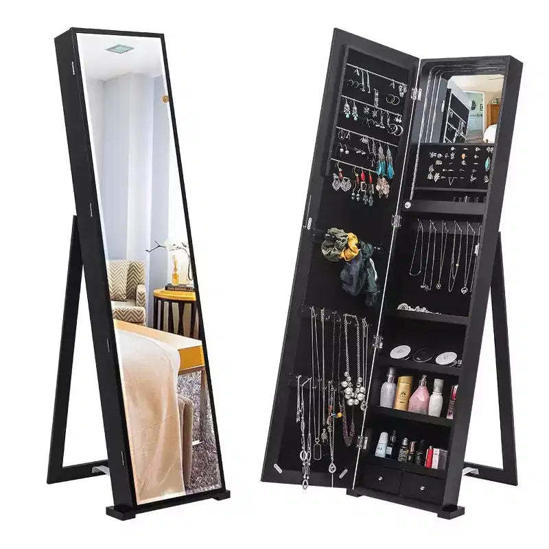 Karl Home Mirror Jewelry Cabinet Armoire, Freestanding Lockable Storage Organizer
