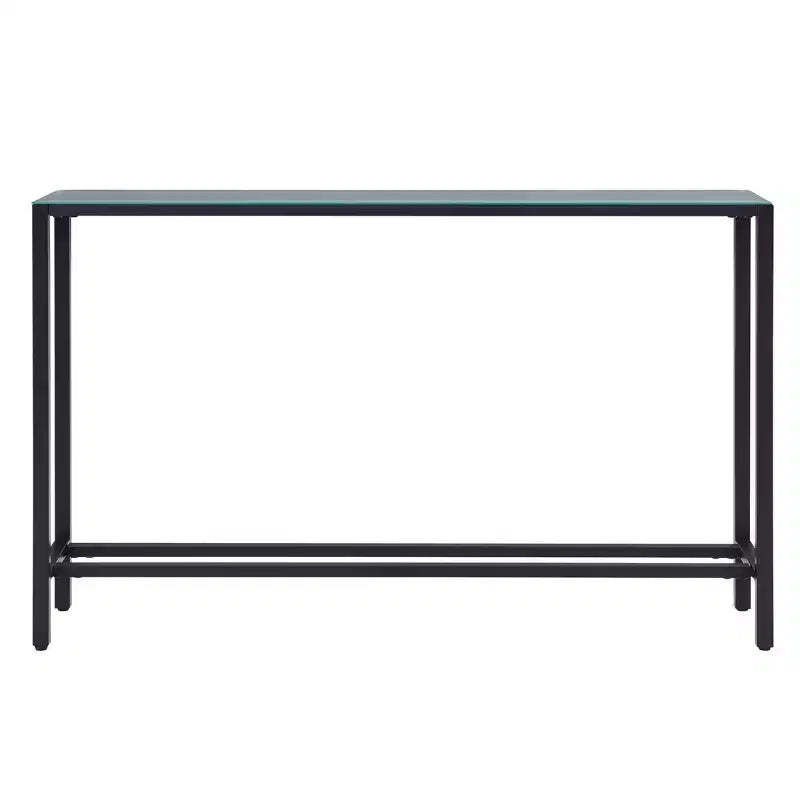 HomeRoots 56 Black Mirrored Glass Console Table