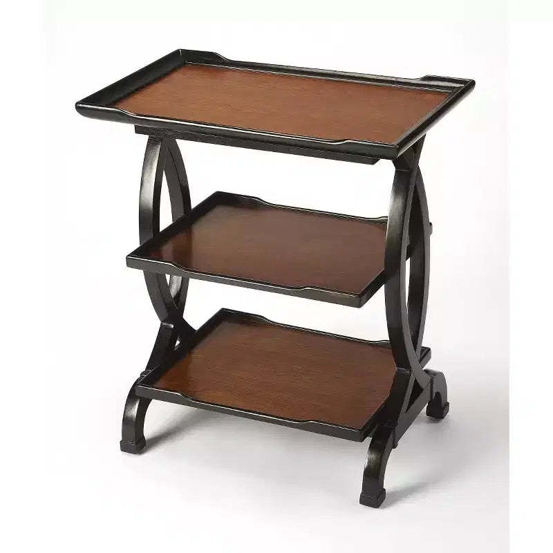 HomeRoots 29 Cherry Manufactured Wood Rectangular End Table With Two Shelves