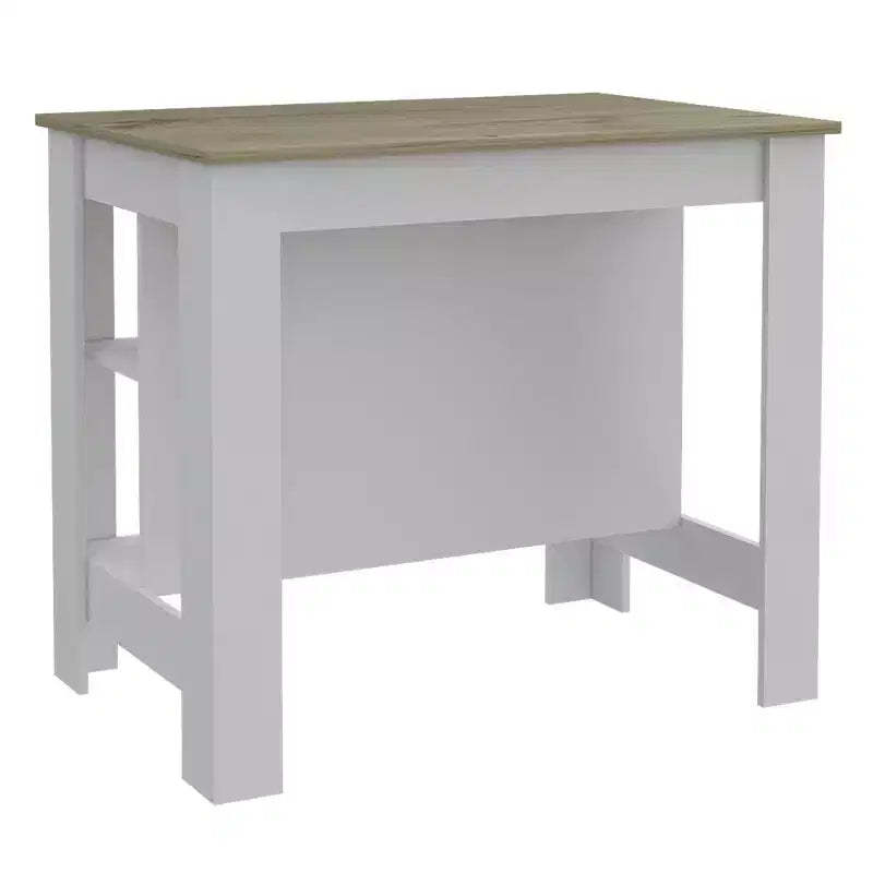 HomeRoots White and Brown 41 Kitchen Island With Storage