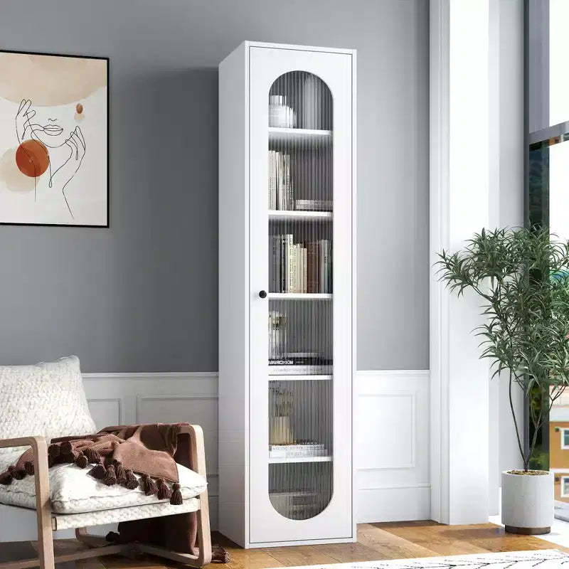 GDFStudio Thomas Modern 6-Tier Tall Display Cabinet with Glass Door