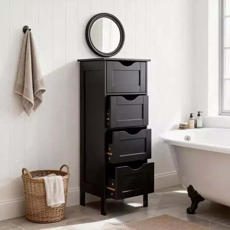 Black Bathroom Standing Cabinet 4-Drawers
