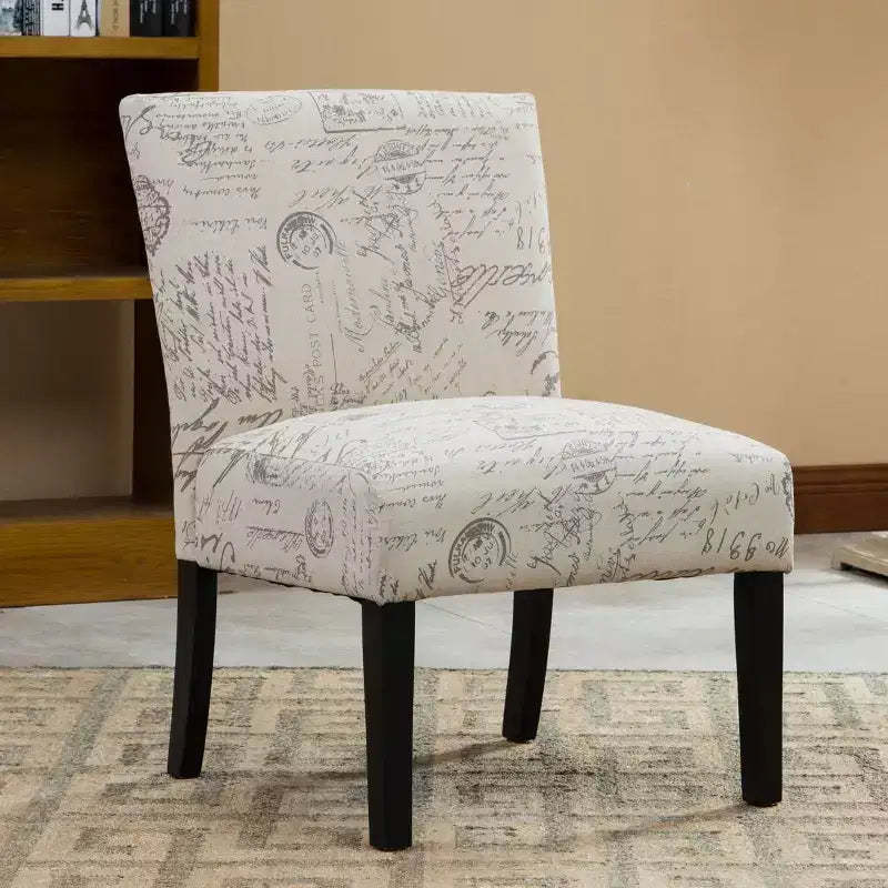 GDFStudio Bott English Letter Print Fabric Armless Contemporary Accent Chair