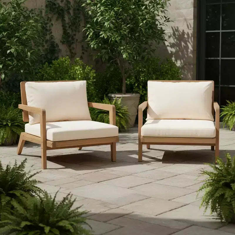 Christopher Knight Home Tiziana Patio Modern Nordic Acacia Wood Chair with Cushions (Set of 2)