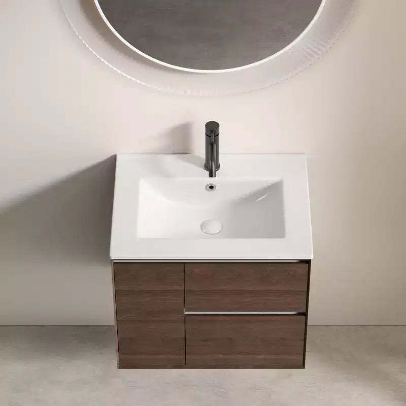 JVNOXK 24 Inch Bathroom Vanity Sink, Ceramic Bathroom Sink with Overflow Hole, No Drain, Convenient for Storing Personal Items, Bright White
