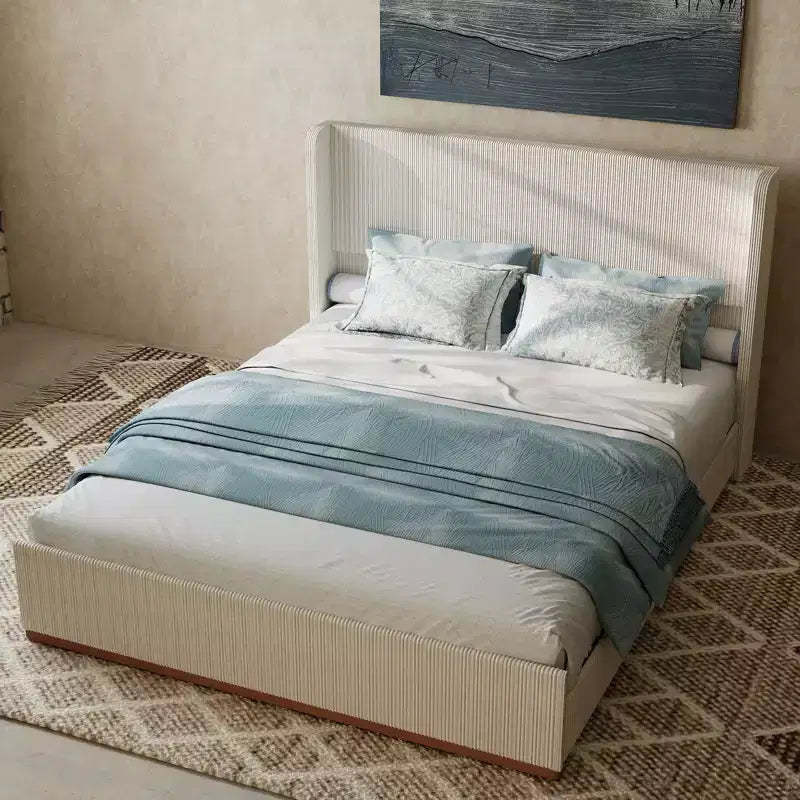 GDFStudio Hansen Modern Upholstered Bed Frame with Wingback Headboard