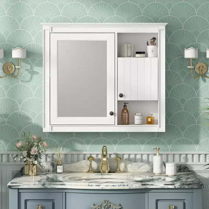GDFStudio Tanner 32'' Wall Mounted Bathroom Medicine Cabinet with Mirror and 3 Shelves
