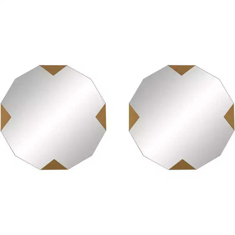 Possini Euro Design Drayden Gold 31 x 31 Triangles Wall Mirrors Set of 2