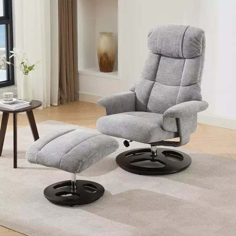 GDFStudio Cosette Chenille Massage Swivel Recliner Chair with Ottoman