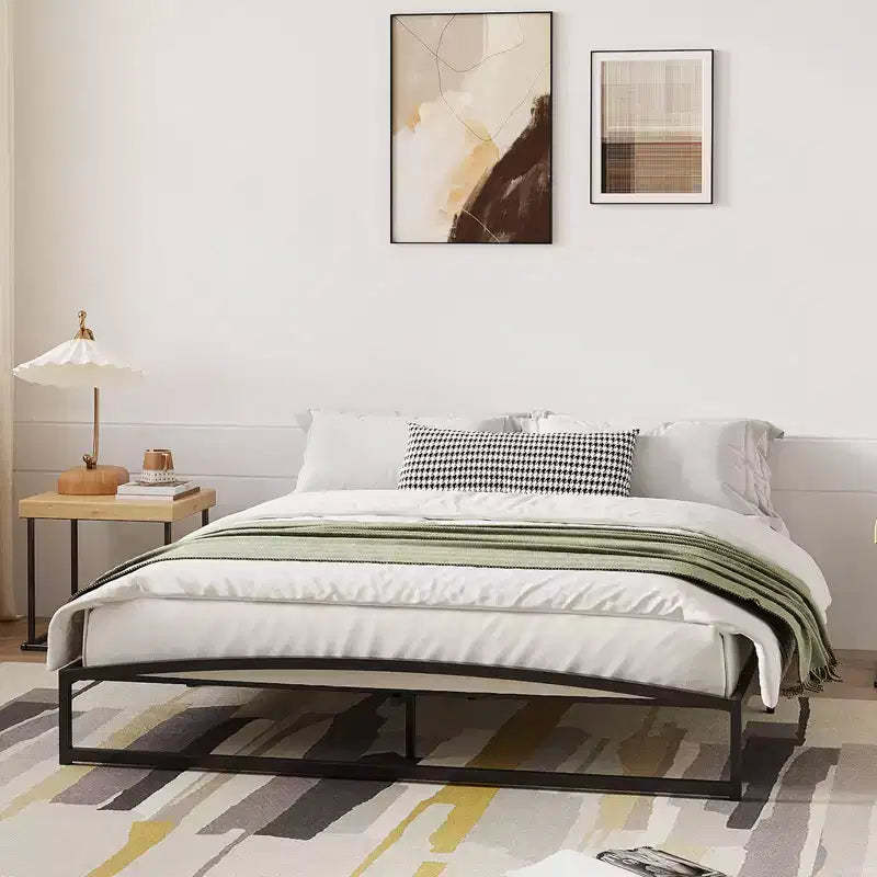 Coolmee Queen Size Metal Bed Frame,Platform Bed Frame with Arch Design,10 Inch Heavy Duty Strong Support Slats,Sturdy Mattress Foundation