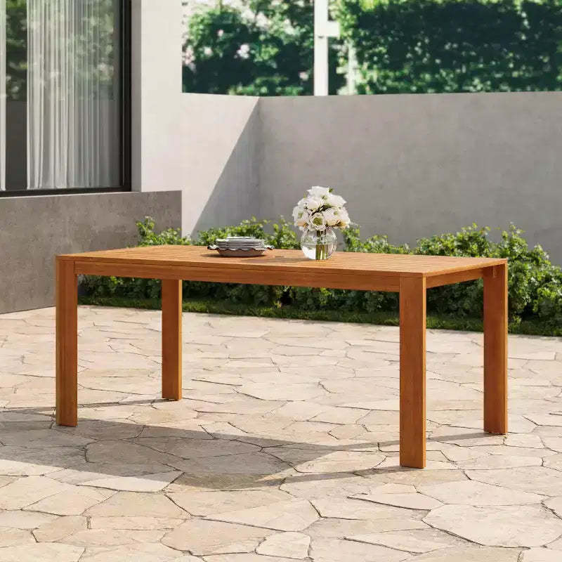 Christopher Knight Home Hildegard Modern Outdoor Solid Acacia Wood Slatted Dining Table