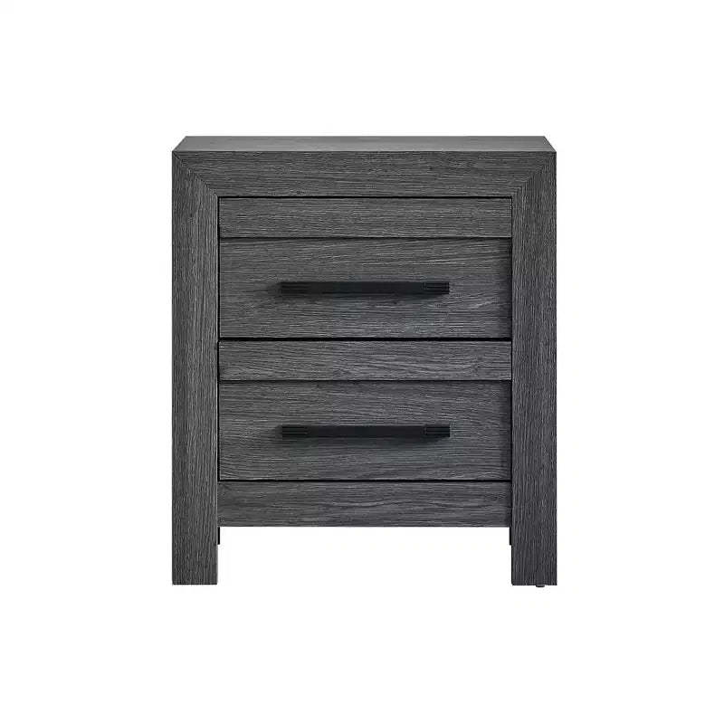 Passion Furniture Rustica Gray 2-Drawer 24 in. W Nightstand