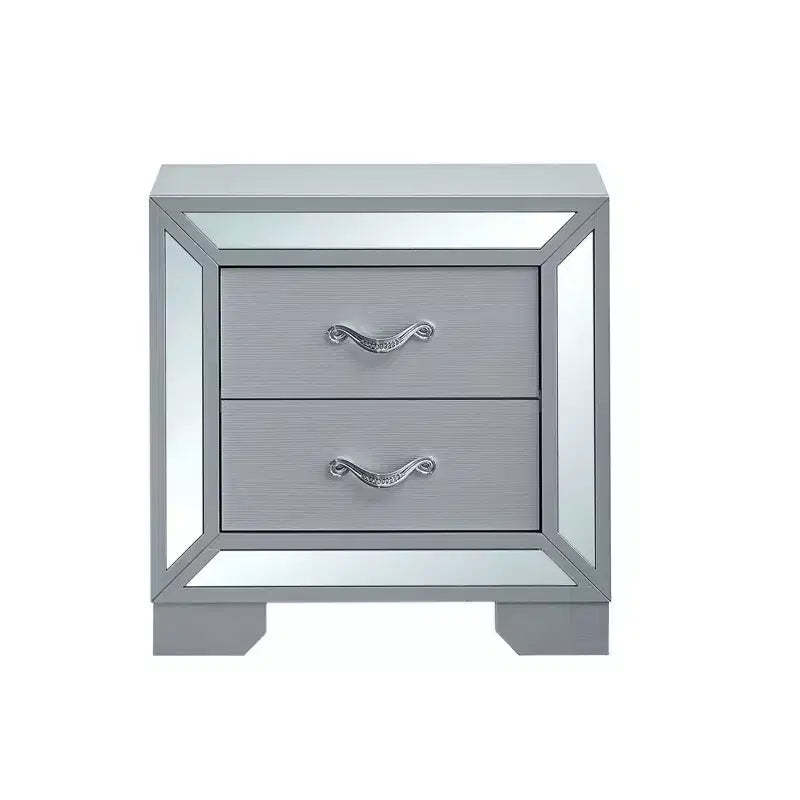 Passion Furniture Murry Silver 2-Drawer 24 in. W Nightstand