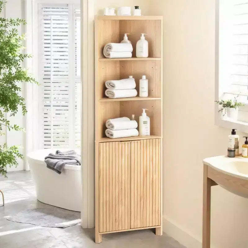 Karl Home Oak Freestanding Corner Cabinet Bookcase Display Cabinet