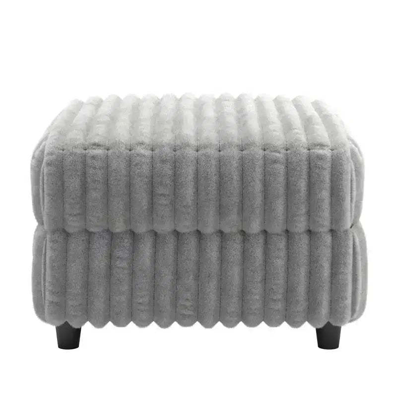 Varos Furry Channel Fabric Down-Filled Ottoman - Light Grey - iNSPIRE Q