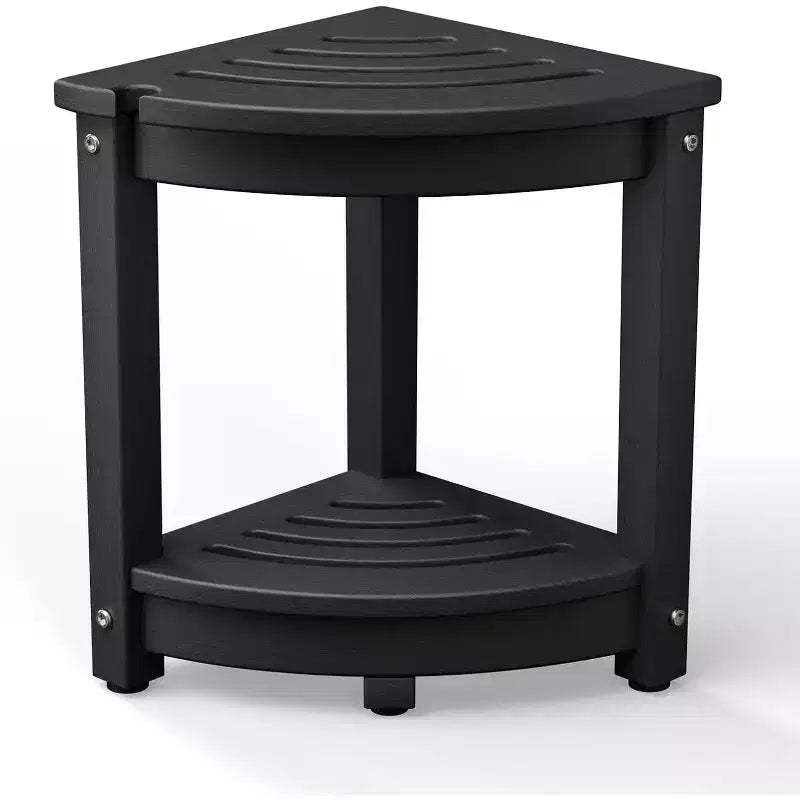 VINGLI HDPE Corner Shower Stool  Waterproof Shower Bench Seat with Storage Shelf & Showerhead Holder