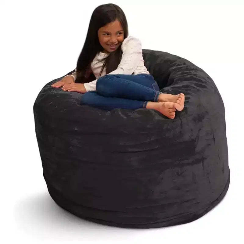 Ultimate Sack 3 ft Bean Bag Chair, Oversized Indoor Comfy Lounger, Charcoal Fur