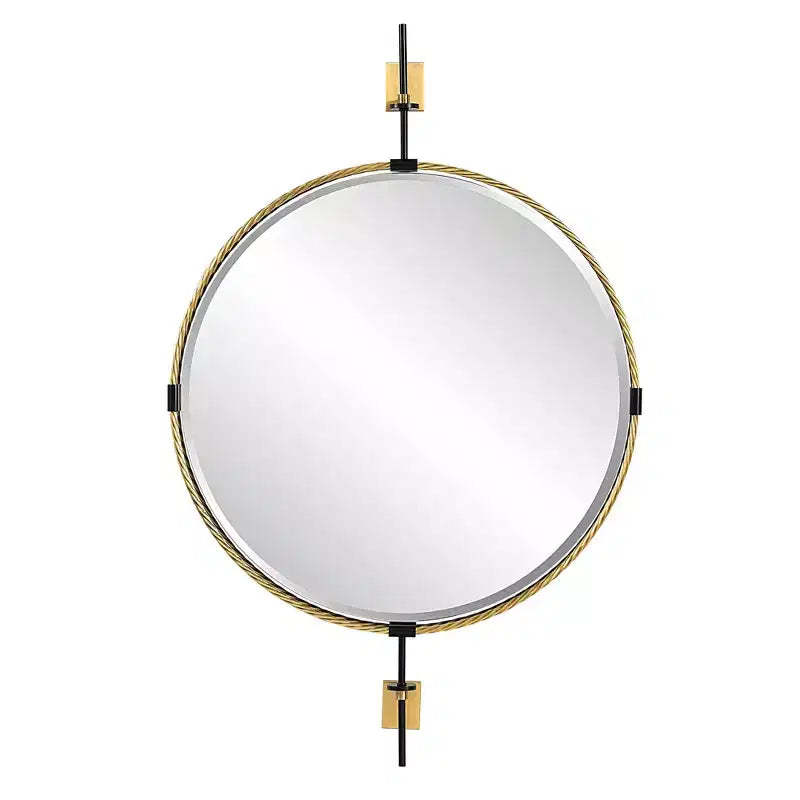 Uttermost Guardrail Antique Brass 31 x 47 3/4 Round Wall Mirror