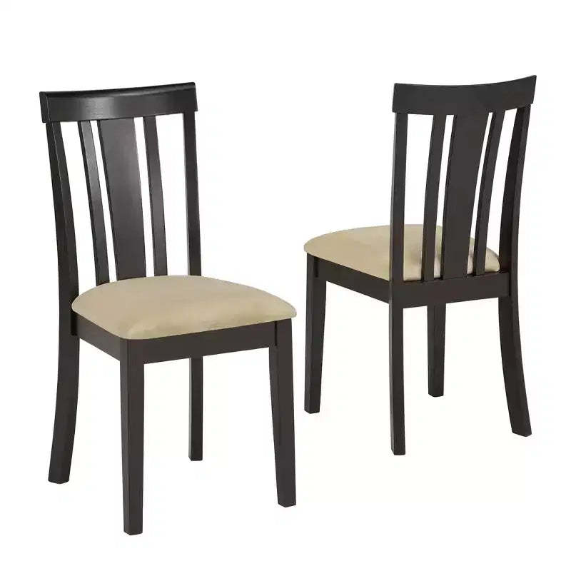 Kensington Black Wood Beige Microfiber Slat Back Dining Chairs (Set of 2) - Black/Beige - iNSPIREQ