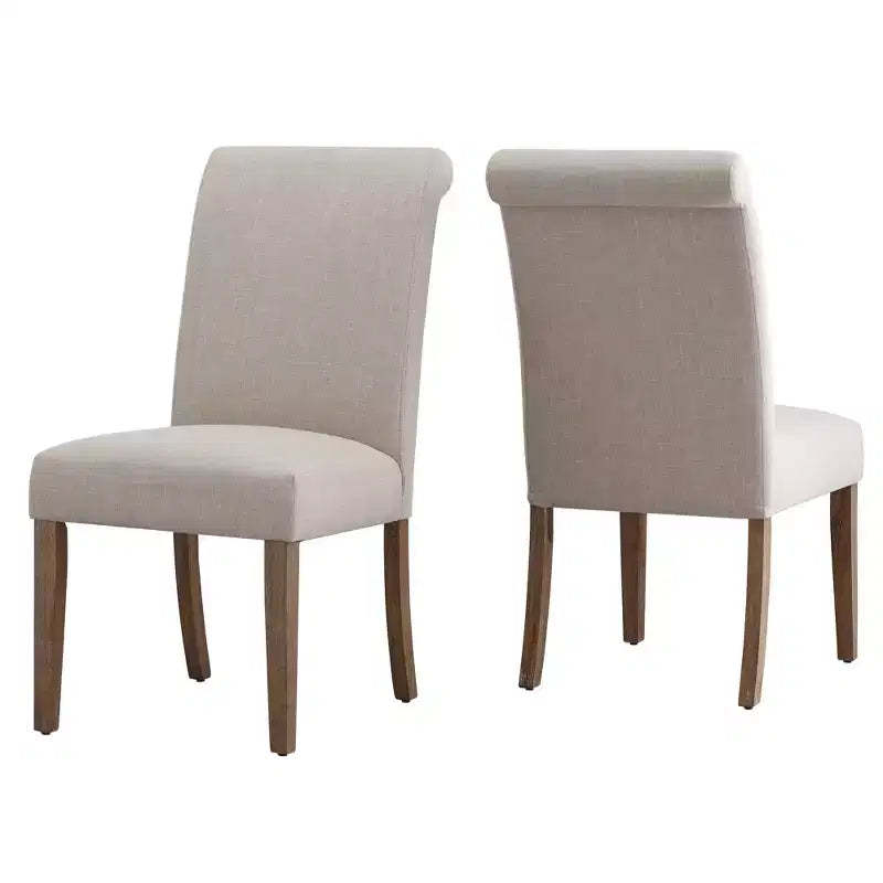 Walton Park Slipcovered Rolled Back Parsons Chairs (Set of 2) - Light Natural/Beige - iNSPIREQ