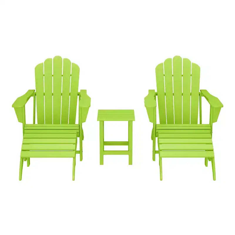 WestinTrends Highland 5-Piece Adirondack Chair with Folding Ottoman and Table Set, Lime