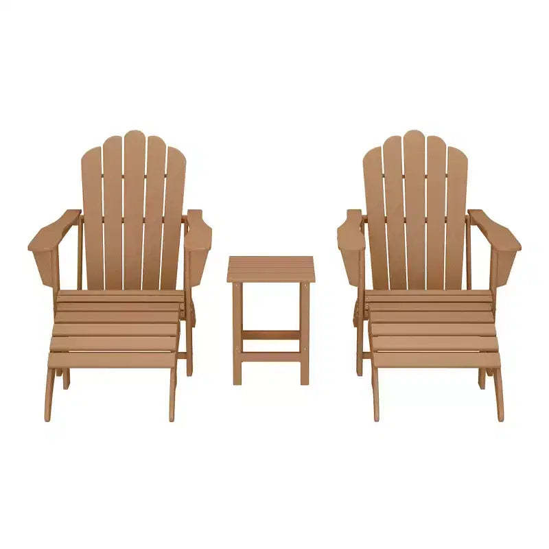 WestinTrends Highland 5-Piece Adirondack Chair Set, Teak