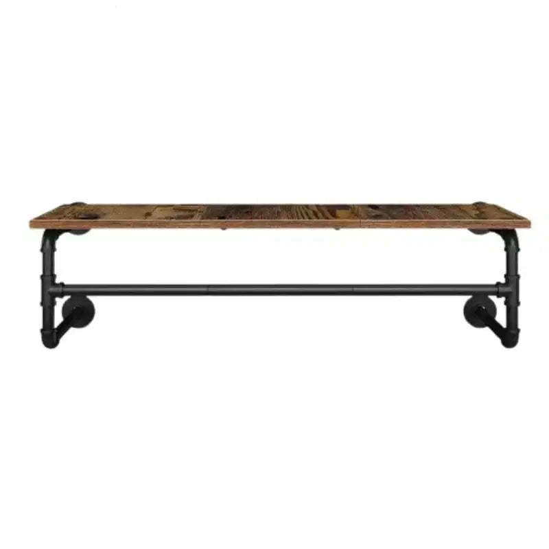 Home Collection Industrial Pipe Wall Mounted Clothes Rack with Top Shelf