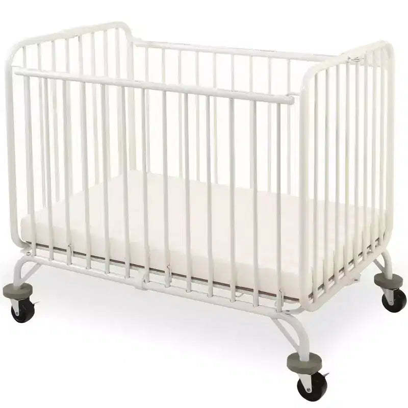 LA Baby Holiday Mini/Portable Folding Metal Crib-White