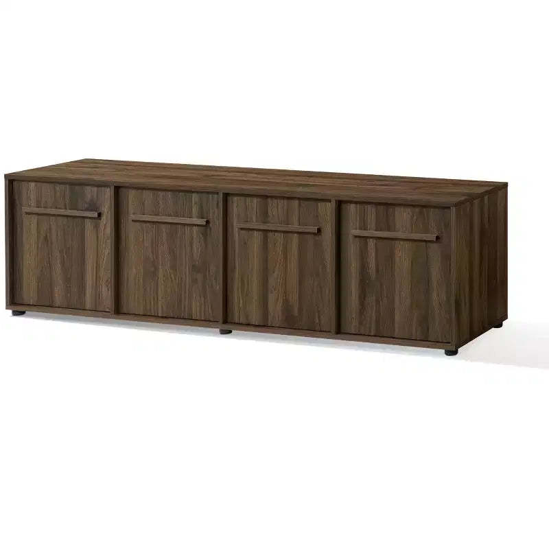 LuxenHome 70.9 Walnut TV Stand for Living Room, Wood Media Console for TVs up to 75, Low-Profile Entertainment Center Brown