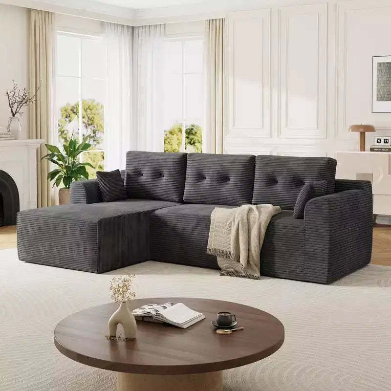 Dark Gray Modular Sectional Sofa  L-Shape with Deep Seat & Oversized Chaise, No Assembly, Plush Upholstered for Living Room