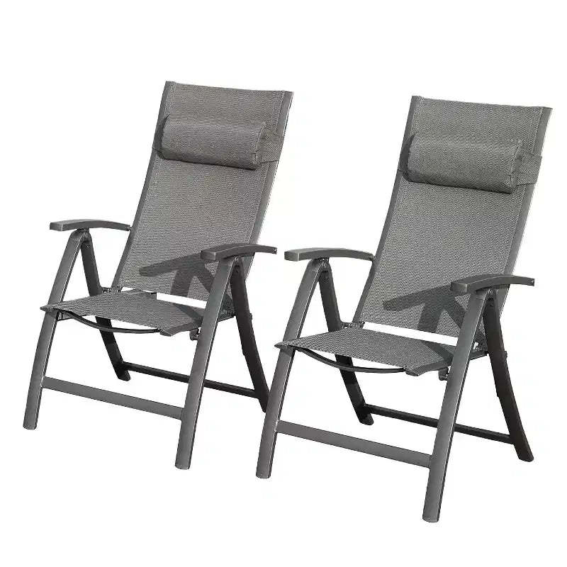 Clihome Patio Folding Chairs Set of 2 - Textilene Adjustable Backrest Loungers