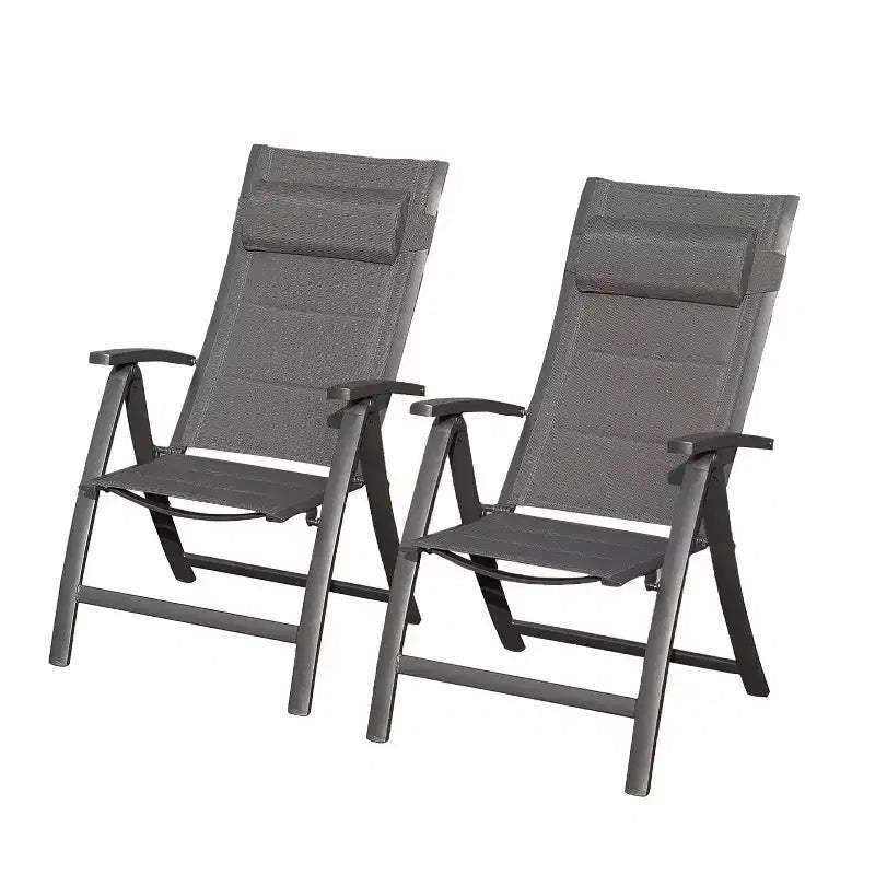 Clihome Patio Folding Chairs Set of 2 - Padded Textilene Adjustable Loungers
