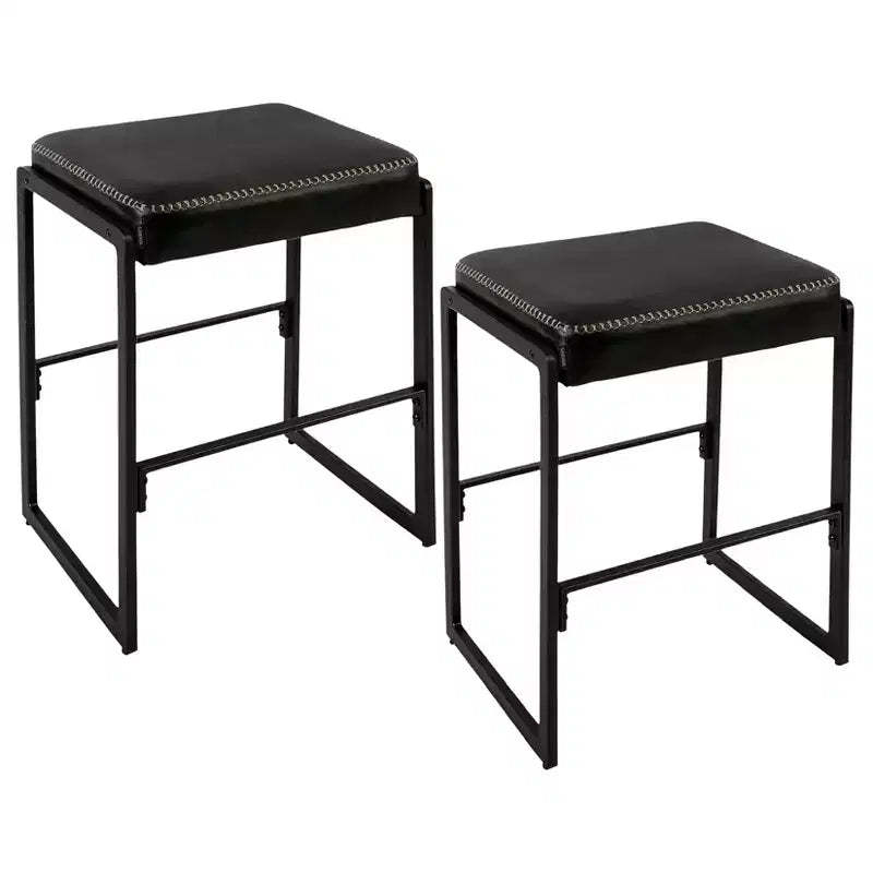 Modern Bar Stools Set of 2, 26 Inch Counter Height Chairs with Footrest, Waterproof, for Home, Dining Room