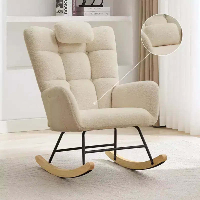 Armchair for Adults, Reading Chair Rocking Chair with Ottoman, Glider Rocking Chair with High Backrest, Nursery