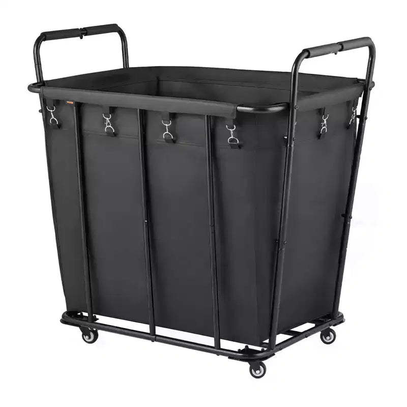 VEVOR Laundry Cart, Rolling Grocery Utility Cart with Waterproof Liner & Swivel Wheels, 260 LBS Large Load Capacity, Heavy Duty Shopping Basket,Black