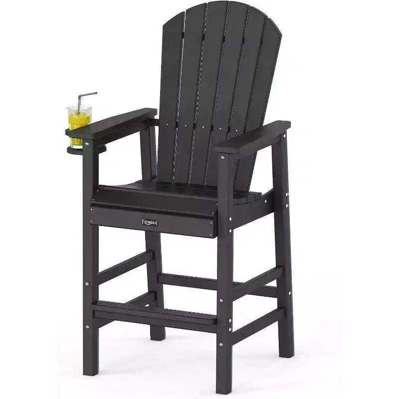 VINGLI Tall Adirondack Chair, All-Weather Plastic Adirondack Chair with Cup Holder Heavy-Duty Outdoor Barstools