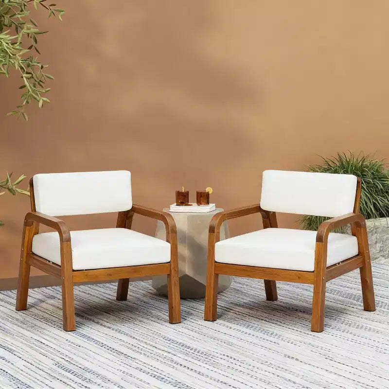 Christopher Knight Home Dawson Patio Modern Acacia Wood Club Armchair with Cushions