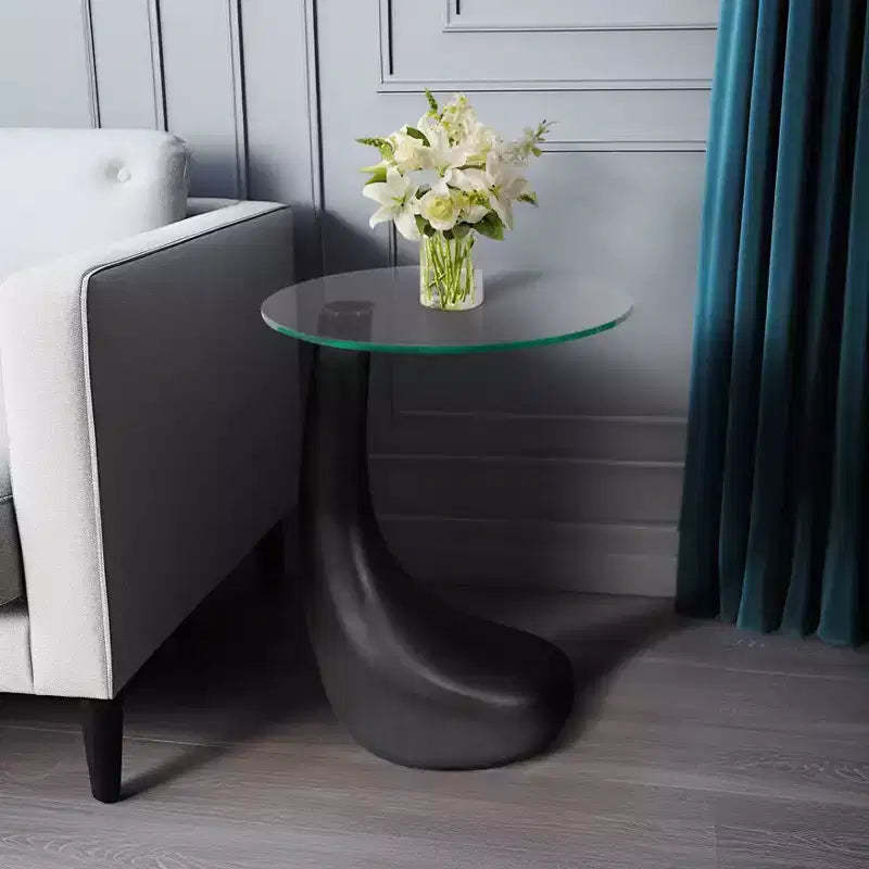 Artistic End Table or Side Table for Home Decor - Unique Table with Golf Club Base and Glass Top for Office, Bedroom, or Living Room - 22 Black