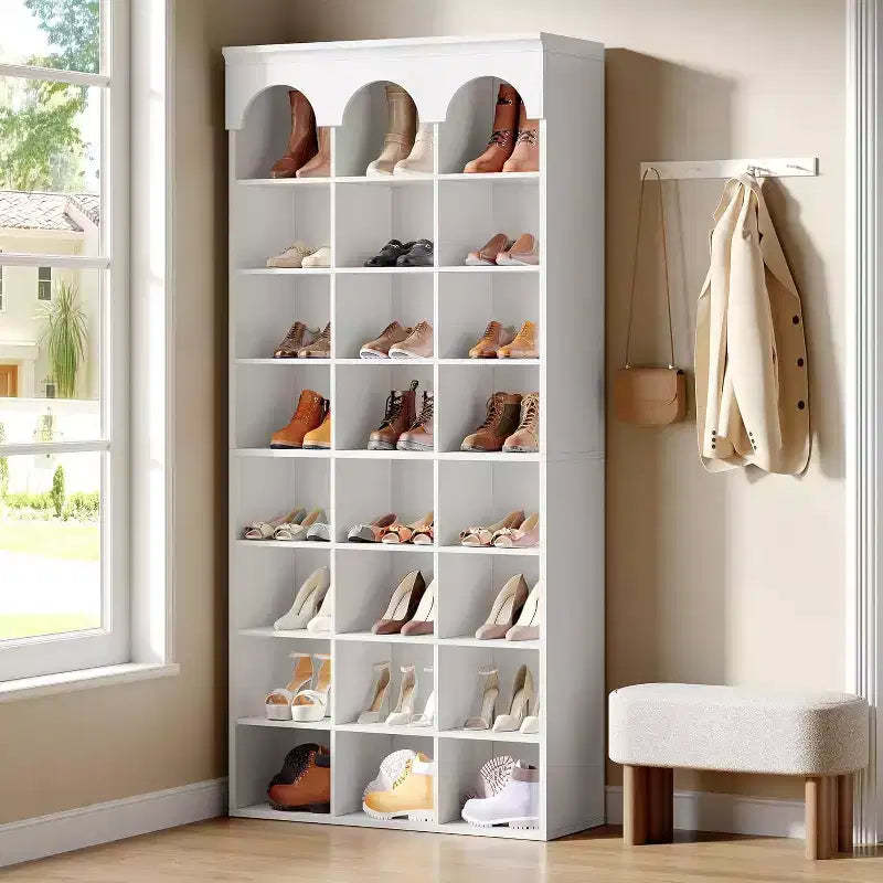 Lantine Shoe Storage Cabinet, 70.87 Tall Shoe Cabinet with Cubby, Shoe Rack Closet Organizer for Entryway, Living Room, 9.65 Widened Cell, White