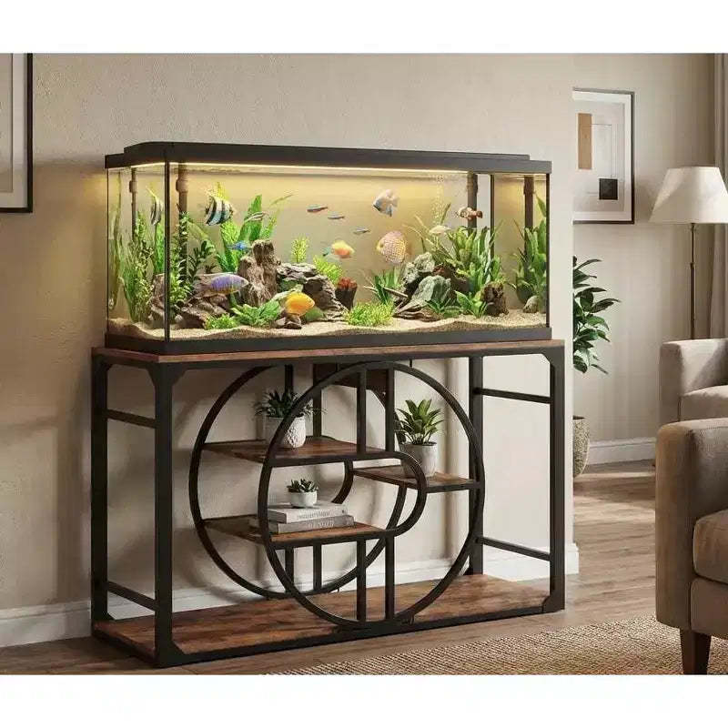 55-75 Gallon Metal Aquarium Stand, Heavy-Duty Fish Tank Stand with Storage Cabinet, Multi-Tier Fish Tank Stand with Thickened Legs, Suitable