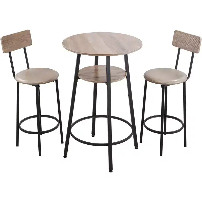 VEVOR Bar Table, 3PCS 23.5 Bars Tables Set, Bar Tables and Chair Set with Rounded Corner Design, Round Pub Table with Two Stools,Multicolor